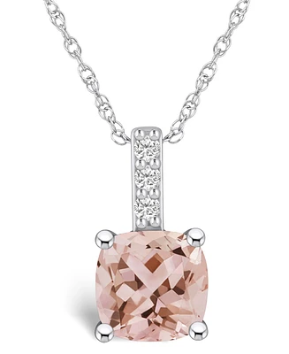Macy's Morganite ( Ct. T.w.) and Diamond Accent Pendant Necklace in 14K White Gold