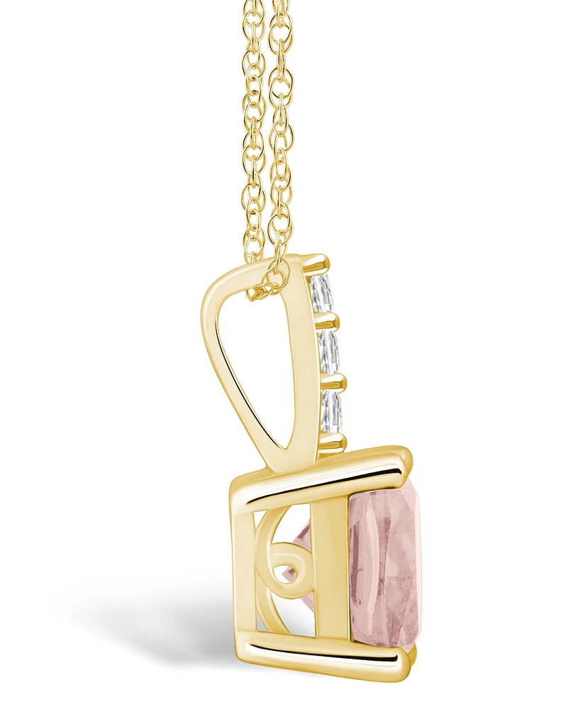 Macy's Morganite ( Ct. T.w.) and Diamond Accent Pendant Necklace in 14K Yellow Gold