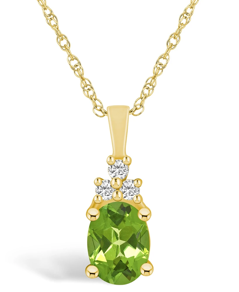 Macy's Peridot (1-1/3 Ct. T.w.) and Diamond (1/10 Ct. T.w.) Pendant Necklace in 14K Yellow Gold
