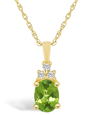 Macy's Peridot (1-1/3 Ct. T.w.) and Diamond (1/10 Ct. T.w.) Pendant Necklace in 14K Yellow Gold