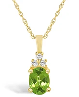 Macy's Peridot (1-1/3 Ct. T.w.) and Diamond (1/10 Ct. T.w.) Pendant Necklace in 14K Yellow Gold