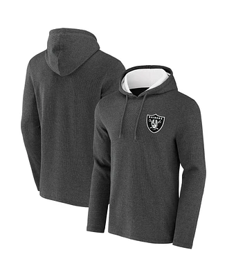 Men's Nfl x Darius Rucker Collection by Fanatics Heathered Charcoal Las Vegas Raiders Waffle Knit Pullover Hoodie