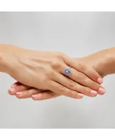 Tanzanite (1-1/4 ct. t.w.) & Diamond (1/4 ct. t.w.) Double Halo Oval Ring in 14k White Gold