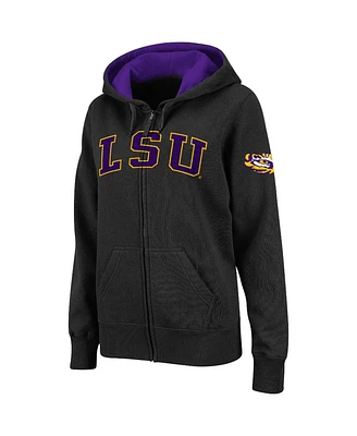 Women's Colosseum Black Lsu Tigers Arched Name Full-Zip Hoodie