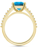 Macy's Blue Topaz (4-1/4 ct. t.w.) and Diamond (1/4 Ring 14K Yellow Gold