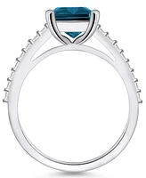 Macy's London Blue Topaz (4-1/4 ct. t.w.) and Diamond (1/4 Ring 14K White Gold