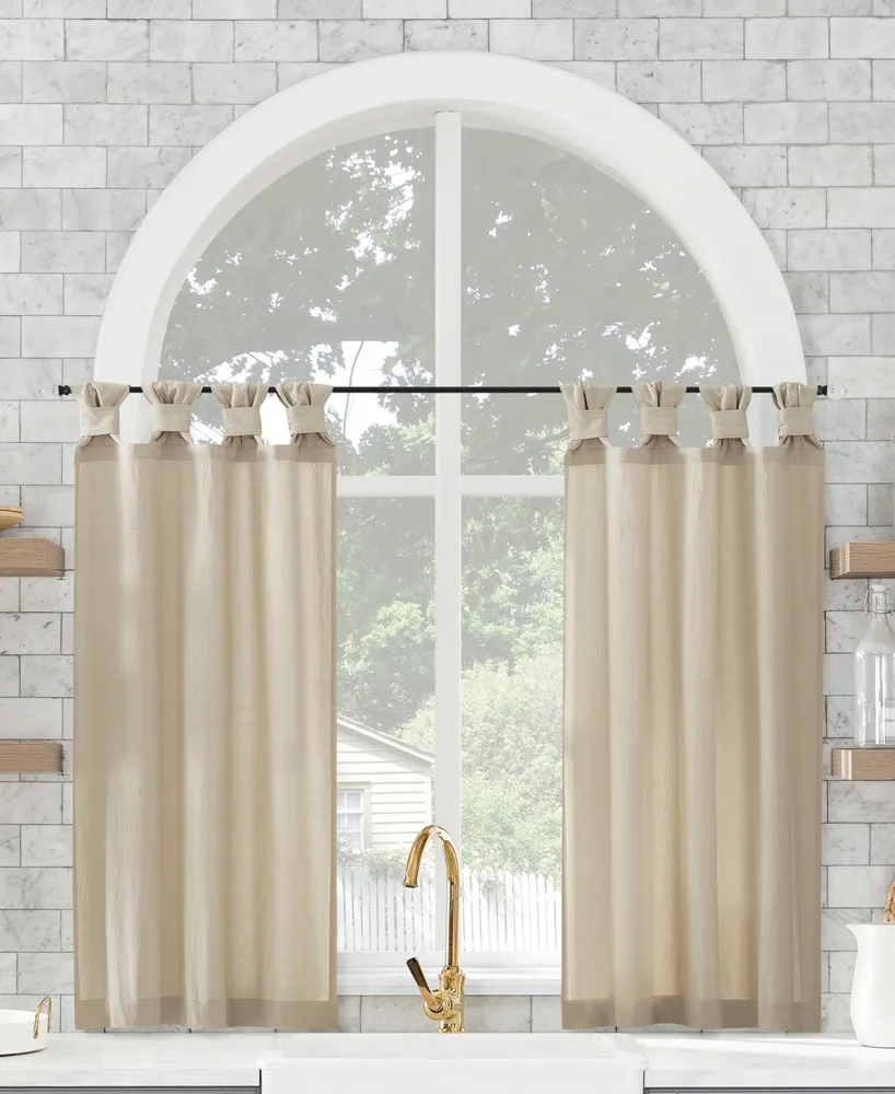Washed Cotton Twist Tab Cafe Curtain Pair