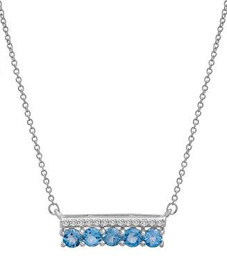 Amethyst (3/4 ct. t.w.) & Diamond (1/10 Bar 17" Pendant Necklace Sterling Silver (Also Lab-grown White Sapphire, Pink Sapphi
