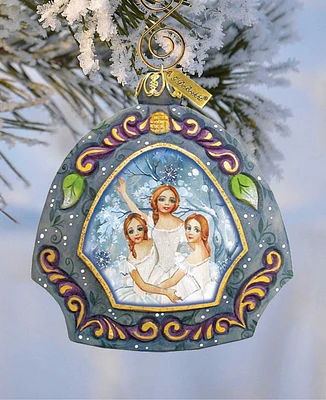 G.DeBrekht Girl with Deer Sculpted Hand, Painted Christmas Ornament