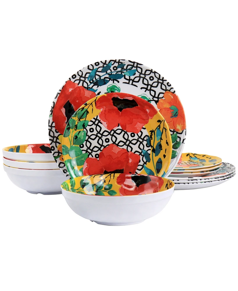 Elama Ashley Melamine 12 Pc. Dinnerware Set, Service for 4