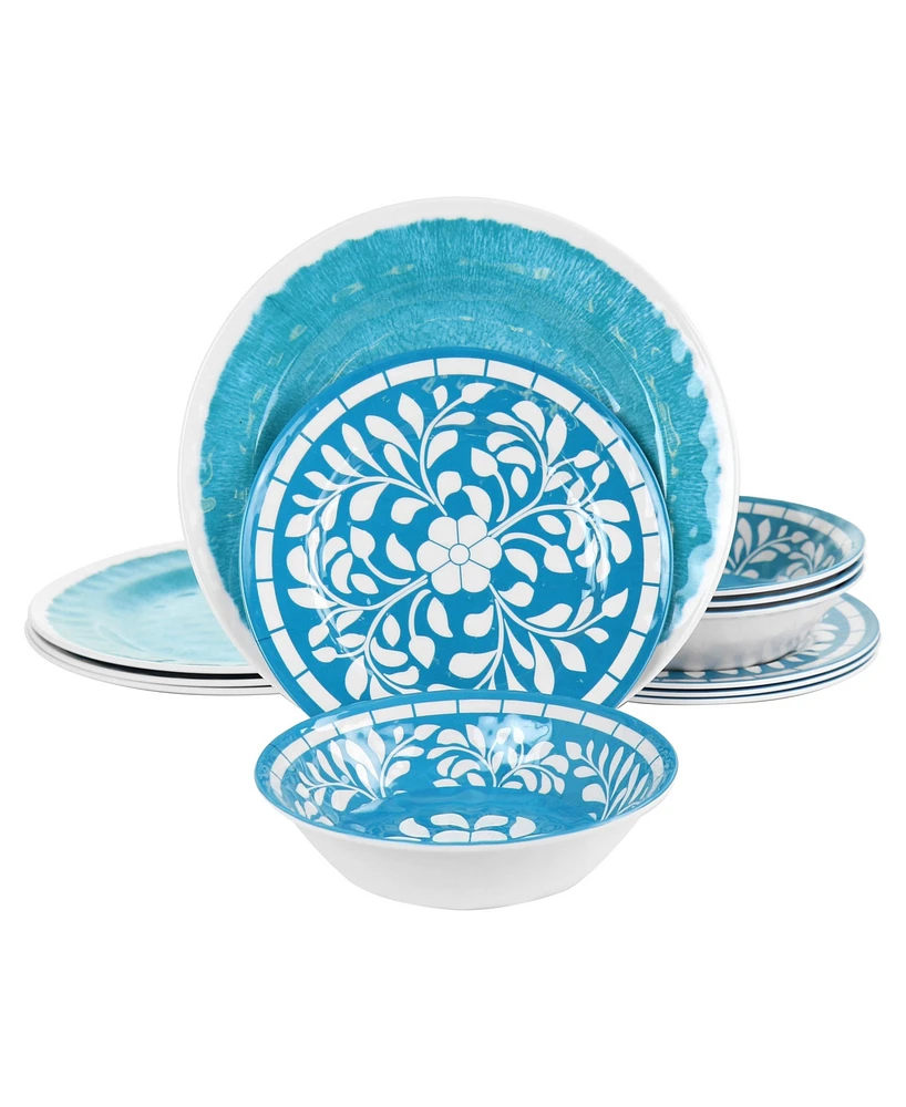 Elama Rebecca Melamine 12 Pc. Dinnerware Set, Service for 4
