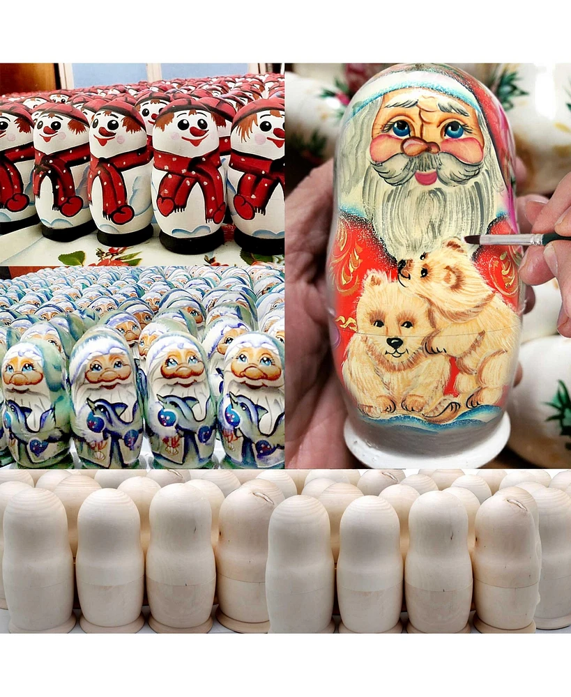 G.DeBrekht Friendship Teddy Bear Matreshka Holiday Nesting Hand-Painted Doll, Set of 3