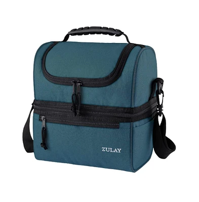 Insulated 2-Compartment Lunch Box Bag With Strap