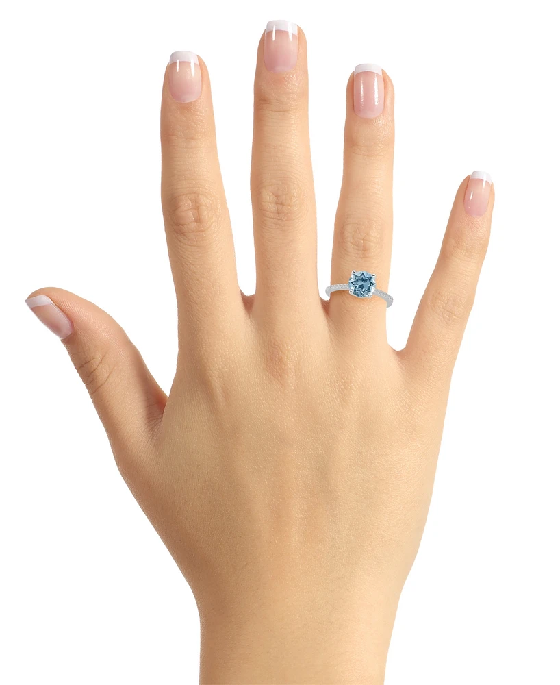 Macy's Women's Sky Blue Topaz (-/5 ct.t.w.) and Diamond (1/10 Ring Sterling Silver
