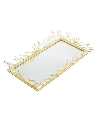 Classic Touch Rectangular Decorative Mirror Tray Design Border 16" x 9"