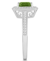 Macy's Peridot (1-1/2 ct. t.w.) and Diamond (1/4 Halo Ring Sterling Silver