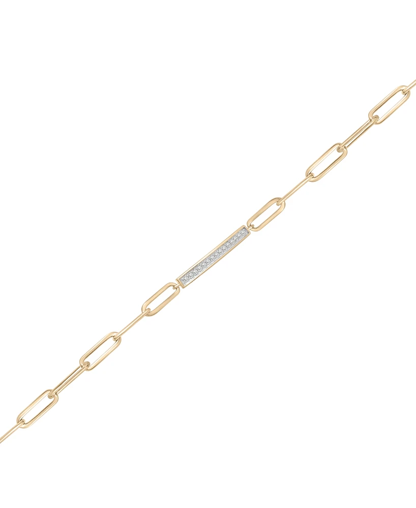 Diamond Bar Paperclip Link Bracelet (1/6 ct. t.w.) in 14k Gold-Plated Sterling Silver, Created for Macy's