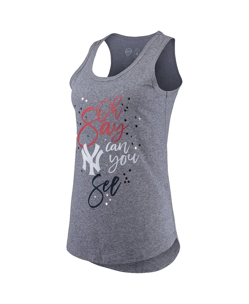 Women's Touch Navy New York Yankees Americana Tri-Blend Racerback Tank Top