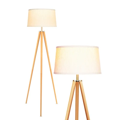 Brightech Emma 61" Led Contemporary Tripod Floor Lamp with Wooden Legs