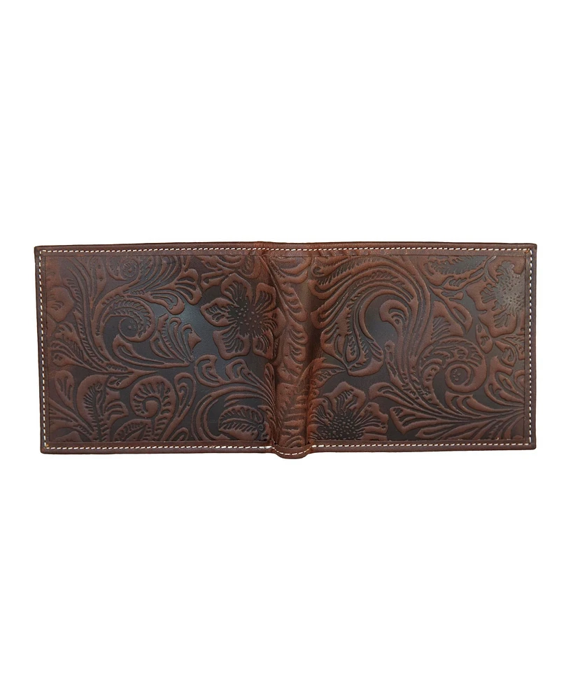 Lucky Brand Men's Western Embossed Leather Bifold Wallet