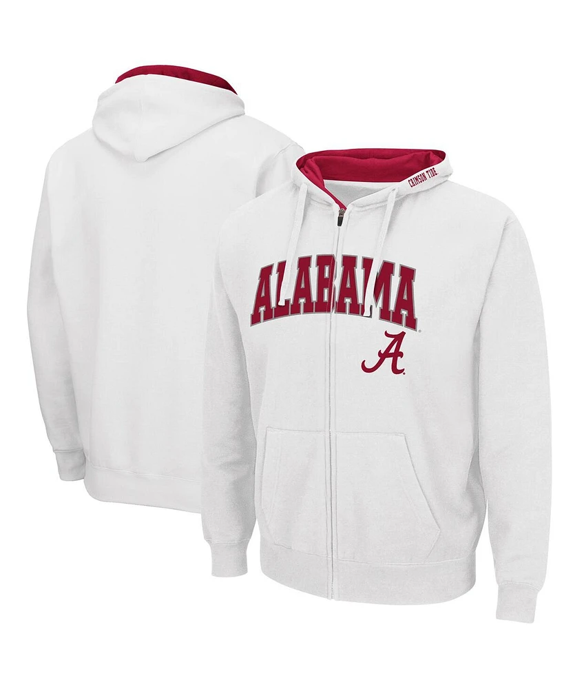 Men's Colosseum White Alabama Crimson Tide Arch and Logo 3.0 Full-Zip Hoodie