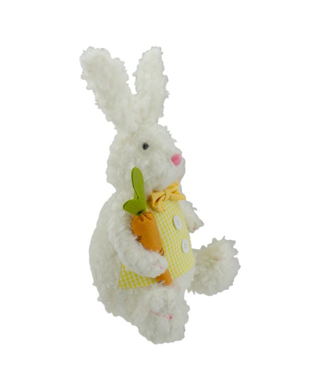 Plush Sitting Easter Bunny Rabbit Holding a Carrot Spring Figure,14"