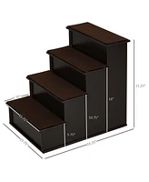 4-Step Wooden Pet Stairs, Small Animal Steps w/ Cushion 22 Lbs