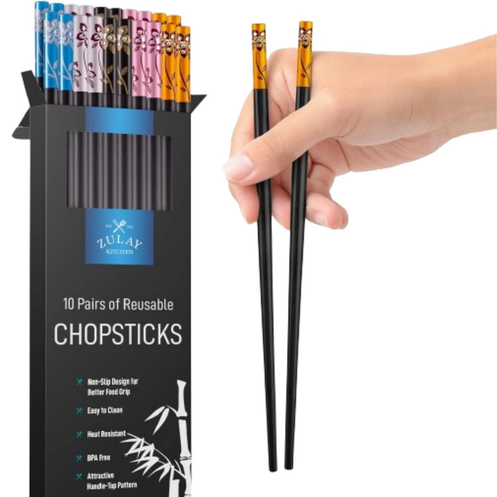 10 Pairs Premium Japanese Chopsticks Reusable & Durable Design