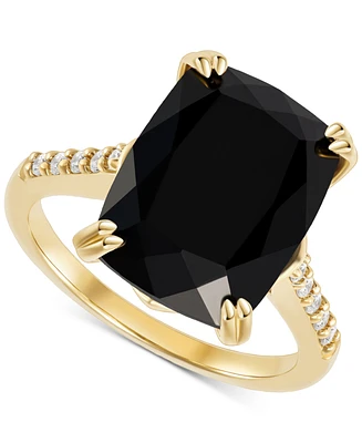 Onyx (7-1/2 ct. t.w.) and Cubic Zirconia Statement Ring 14k Gold-Plated Sterling Silver