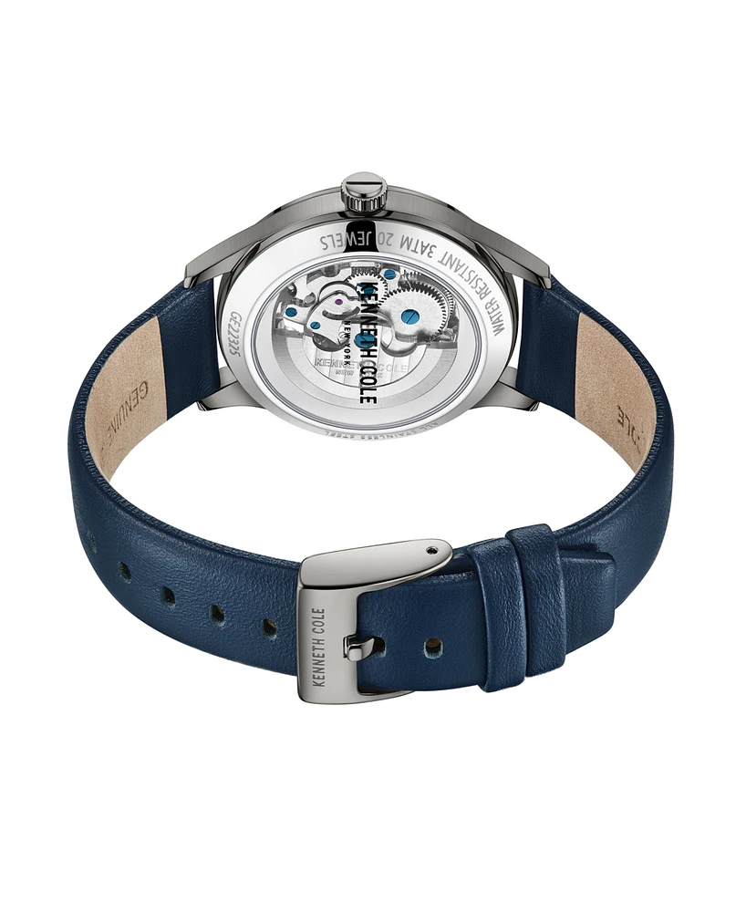 Kenneth Cole New York Men's Automatic Blue Genuine Leather Strap Watch 42mm