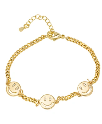 Macy's Gold Plated Cubic Zirconia Smiley Face Bracelet