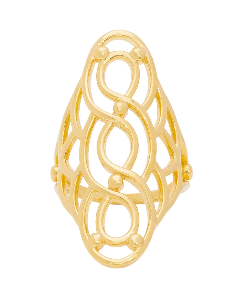 Macy's Gold Plated Shiny Polished Swirl Oval Open Design Ring