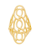 Macy's Gold Plated Shiny Polished Swirl Oval Open Design Ring