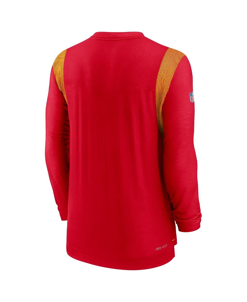 Men's Nike Red Kansas City Chiefs Sideline Tonal Logo Performance Player Long Sleeve T-shirt