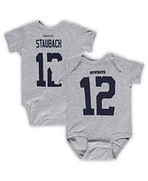 Newborn and Infant Boys and Girls Mitchell & Ness Roger Staubach Heather Gray Dallas Cowboys Retired Player Mainliner Name and Number Bodysuit