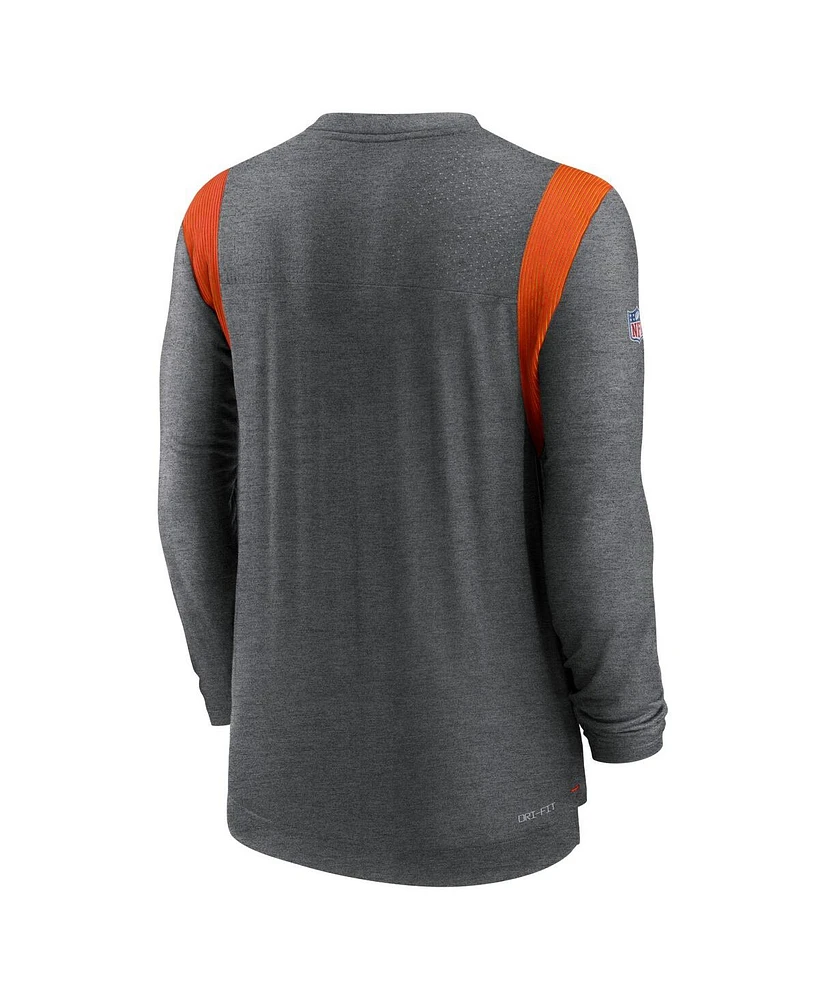 Men's Nike Charcoal Cleveland Browns Sideline Tonal Logo Performance Player Long Sleeve T-shirt