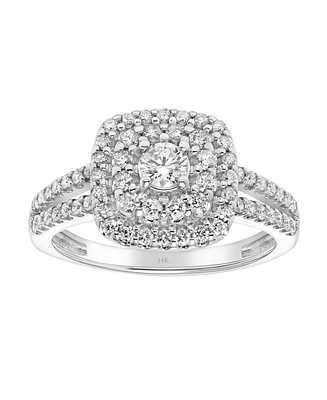 Diamond Double Halo Engagement Ring (3/4 ct. t.w.) in 14k White Gold
