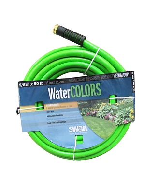 Swan Products Swan Water Colors .62X50 Medium Garden Hose, Green