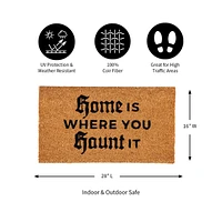 Evergreen 16 x 28 Halloween Greeting Coir Mat, Home Is Where You Haunt It for Indoor and Outdoor Decor