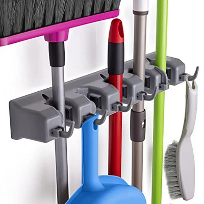 Zulay Kitchen 5 Slots Mop and Broom Organizer Wall Mount - Mounting Hardware Included