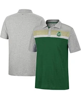 Men's Colosseum Green, Heathered Gray Colorado State Rams Caddie Polo Shirt