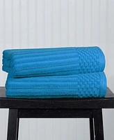 Superior Soho Checkered Border Cotton 2 Piece Bath Towel Set, 54" x 27"
