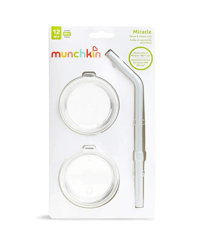 Munchkin Toddler Stainless Steel 360 Sippy Cup and 3 piece Sipper and Straw Lid, Purple