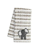 Lambs & Ivy Jungle Safari White/Tan Plush Minky Elephant Nursery Baby Blanket