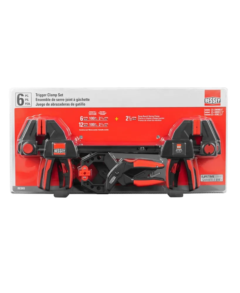 Bessey Trigger and Spring Combo Deep Reach Clamp Tool Set, 6 Piece