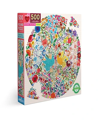 Eeboo Piece and Love Blue Bird Yellow Bird Adult Round Jigsaw Puzzle