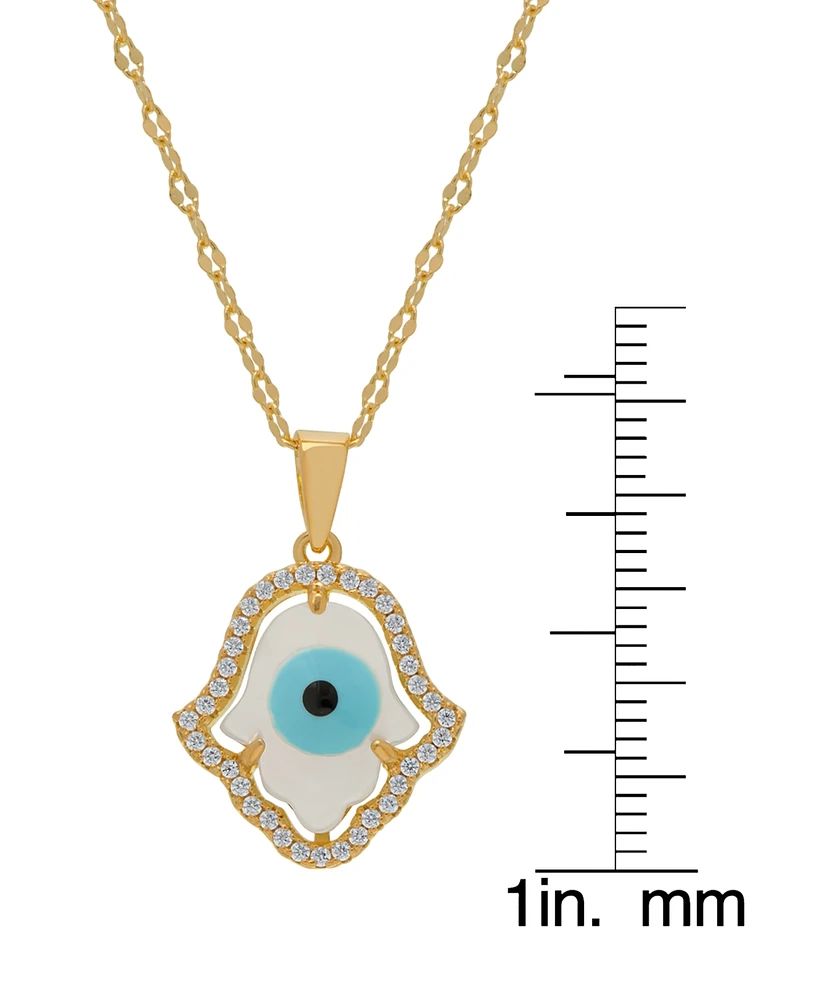 Macy's Mother of Pearl and Cubic Zirconia Hamsa Hand Pendant