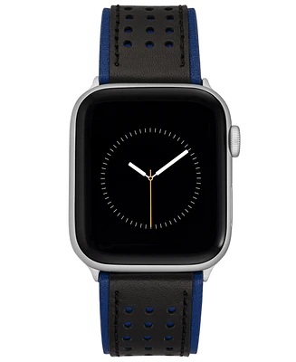 Vince Camuto Men's Black and Premium Leather Band with Perforated Design Compatible with 42/44/45/Ultra/Ultra 2 Apple Watch