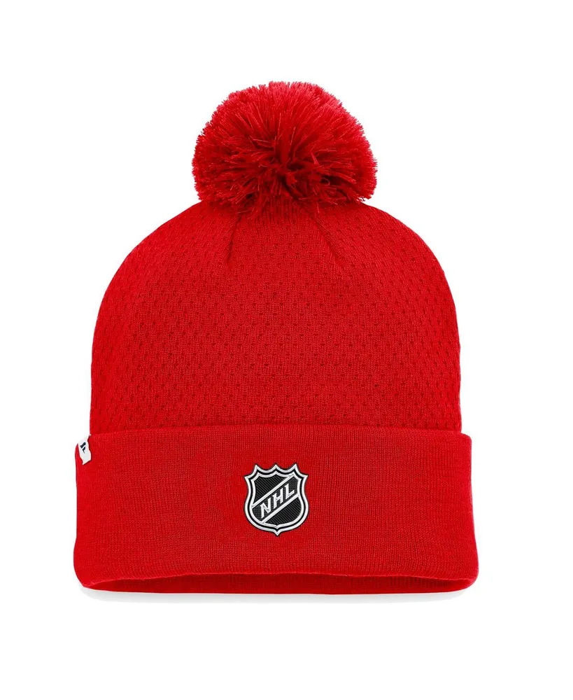 Women's Fanatics Red Detroit Red Wings Authentic Pro Road Cuffed Knit Hat with Pom