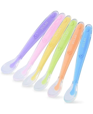 Zulay Kitchen 6 Pack Silicone Baby Spoon - First Stage Baby Feeding Spoon